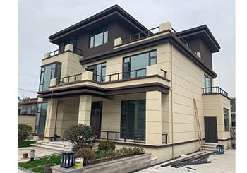 新中式帶露臺30萬左右農村三層別墅，客廳中空